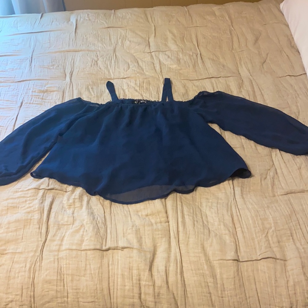 Navy Off the Shoulder EXPRESS Top (XS)